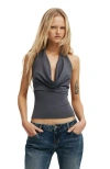 Cotton On Georgie Cowl Neck Halter In Gray