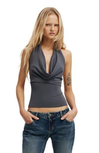 Cotton On Georgie Cowl Neck Halter In Gray