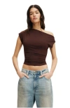 Cotton On Georgie Off Shoulder Short Sleeve In Brown