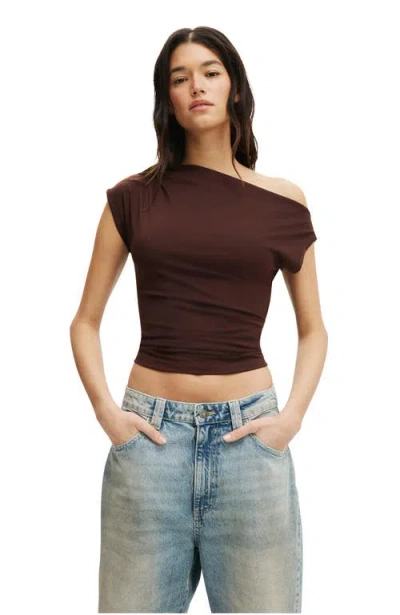 Cotton On Georgie Off Shoulder Short Sleeve In Brown