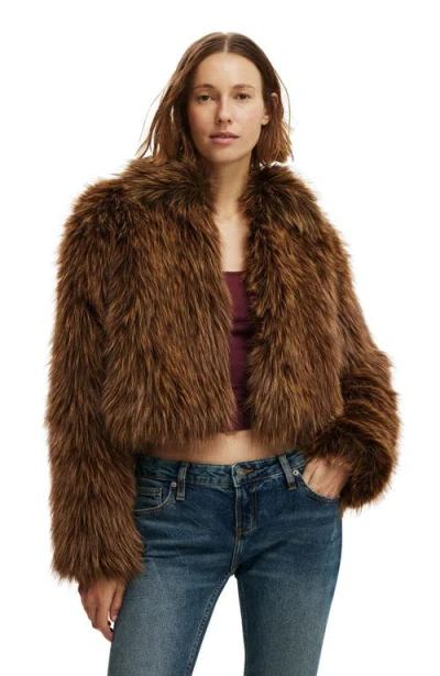 Cotton On Gigi Faux Fur Jacket In Brown