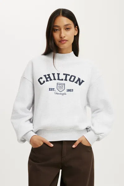 Cotton On Gilmore Girls Mock Neck Sweatshirt In Lcn Wb Gilmore Girls/light Grey Marle