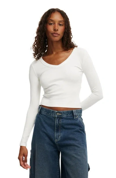 Cotton On Goldie Rib V Neck Long Sleeve