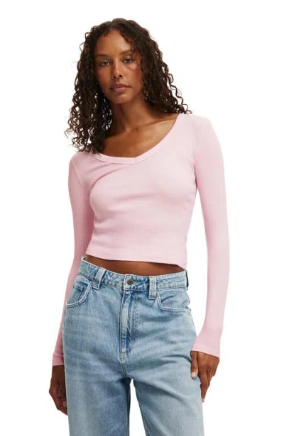 Cotton On Goldie Rib V Neck Long Sleeve
