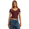 Cotton On Goldie Rib V Neck Short Sleeve