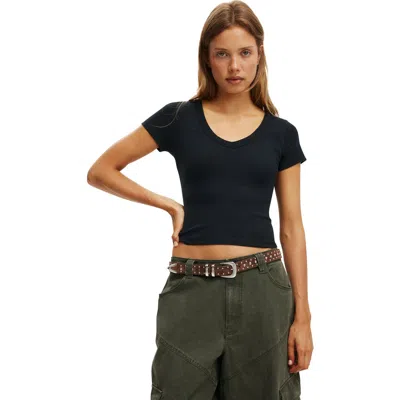 Cotton On Goldie Rib V Neck Short Sleeve