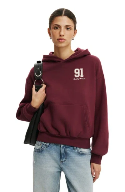 Cotton On Graphic Boxy Fleece Hoodie In Purple