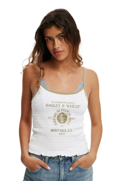 Cotton On Graphic Cami In Premium Flower Mill White