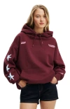Cotton On Graphic Fleece Hoodie In Burgundy