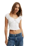 Cotton On Greta Frill Sleeve Blouse In White