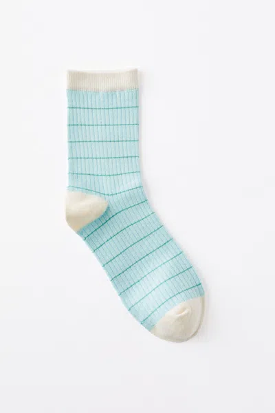 Cotton On Grid Pattern Crew Sock In Blue