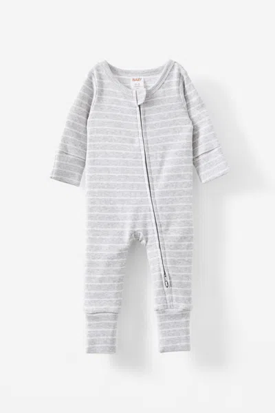 Cotton On Kids' Growie Long Sleeve Rib All In One Romper In White
