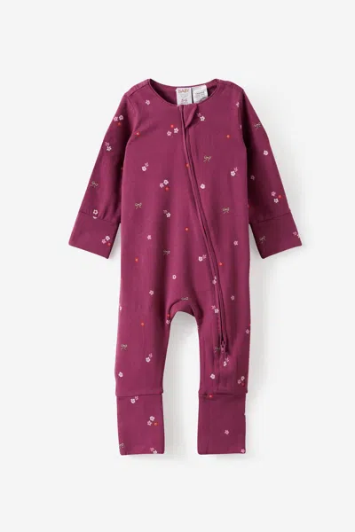 Cotton On Kids' Growie Long Sleeve Zip All In One Romper In Brown