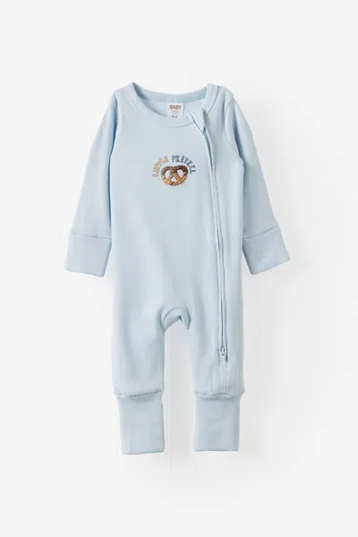 Cotton On Kids' Growie Long Sleeve Zip All In One Romper In Blue