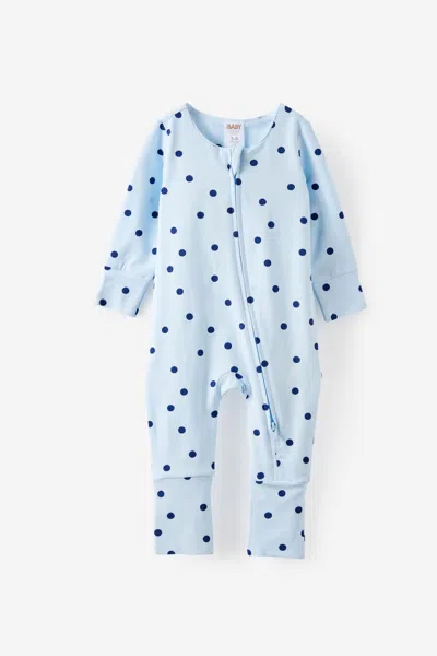Cotton On Kids' Growie Long Sleeve Zip All In One Romper In Blue