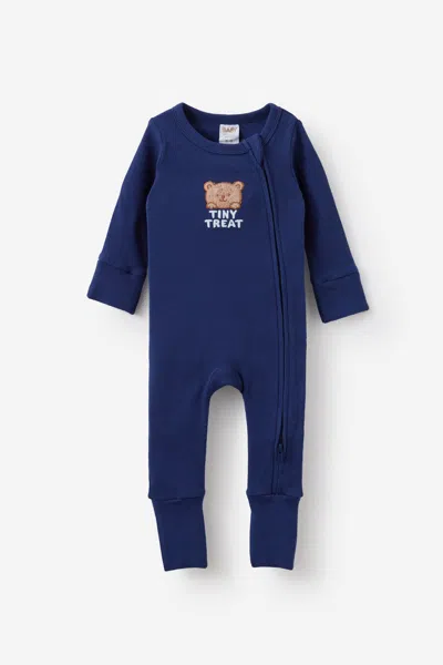 Cotton On Kids' Growie Long Sleeve Zip All In One Romper In Blue