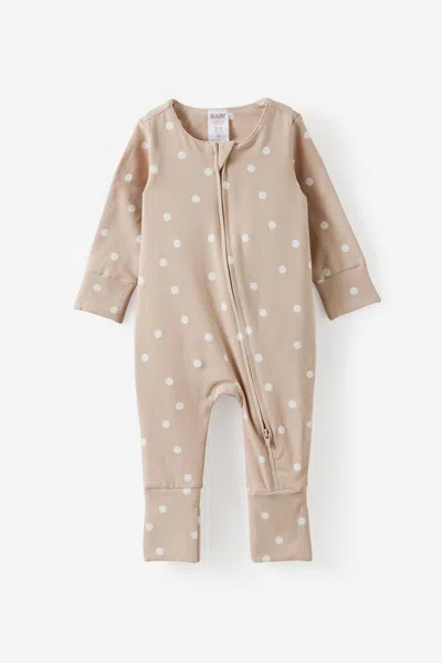 Cotton On Kids' Growie Long Sleeve Zip All In One Romper In Neutral