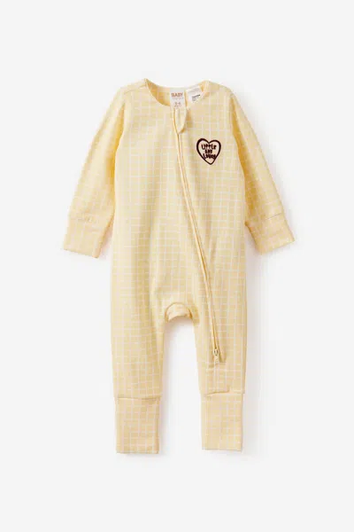 Cotton On Kids' Growie Long Sleeve Zip All In One Romper In Yellow