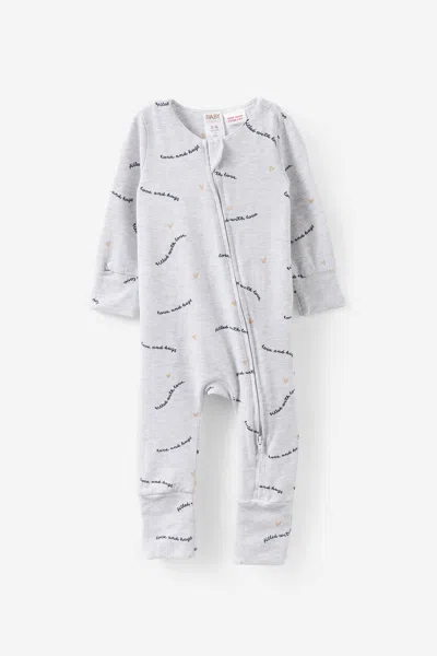 Cotton On Kids' Growie Long Sleeve Zip All In One Romper In Gray