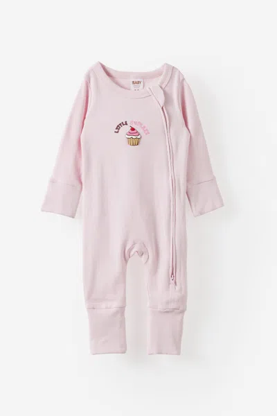Cotton On Kids' Growie Long Sleeve Zip All In One Romper In Pink