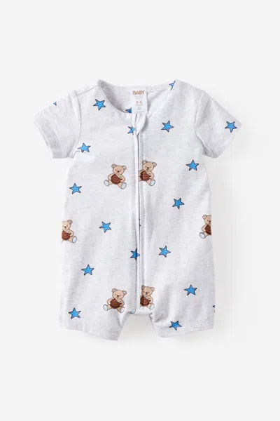 Cotton On Kids' Growie Short Sleeve Zip All In One Romper In Gray