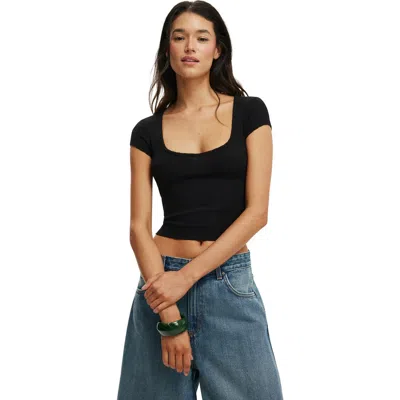 Cotton On Hailey Textured Short Sleeve In Black