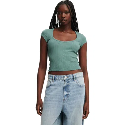 Cotton On Hailey Textured Short Sleeve In Green