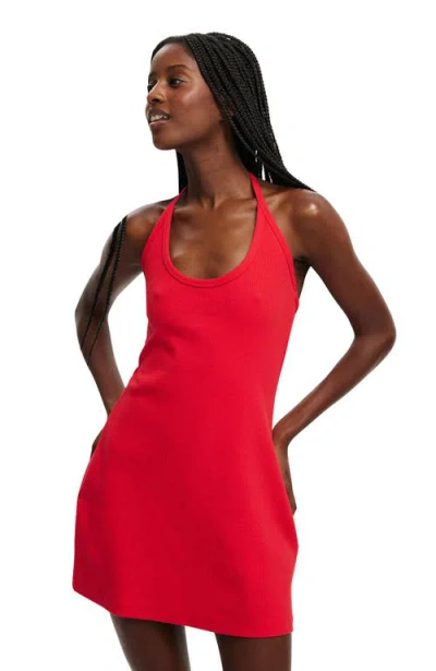 Cotton On Halter Scoop Mini Dress In Lava Flare