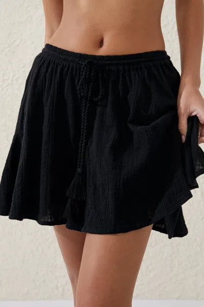 Cotton On Hanky Hem Beach Mini Skirt In Black