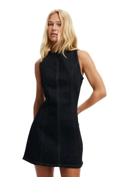 Cotton On Harley Denim Mini Dress In Black