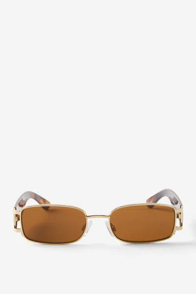 Cotton On Harriet Metal Sunglasses In Gold/tort