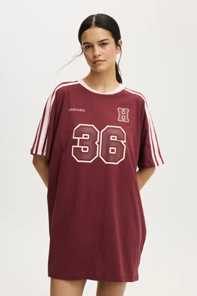 Cotton On Harvard University Sporty Tshirt Nightie In Burgundy