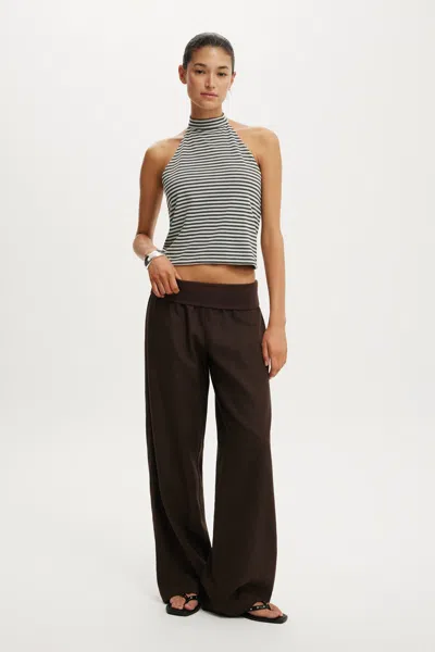 Cotton On Haven Fold Over Pant In Dark Oak