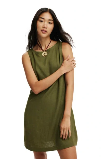 Cotton On Haven High Neck Mini Dress In Cactus Green