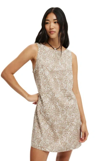 Cotton On Haven High Neck Mini Dress In Riley Leopard