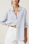 Cotton On Haven Long Sleeve Shirt In Gigi Stripe Elemental Blue