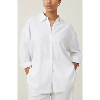 Cotton On Haven Long Sleeve Shirt In Linen White