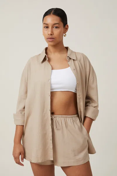 Cotton On Haven Long Sleeve Shirt In Neutral