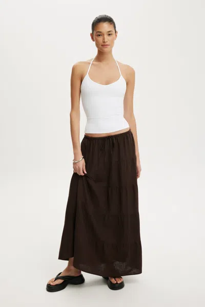 Cotton On Haven Multi Tiered Maxi Skirt In Dark Oak