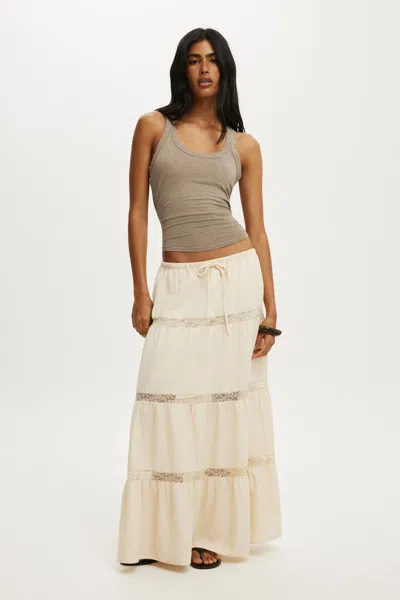 Cotton On Haven Multi Tiered Maxi Skirt In Honey Cream Lace