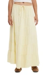 Cotton On Haven Multi Tiered Maxi Skirt In Lemon Icing Double Cloth