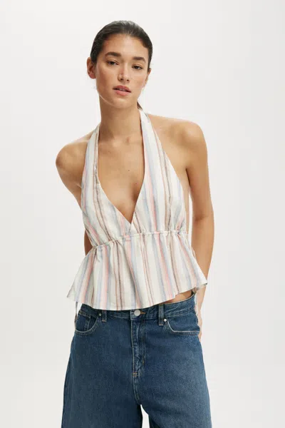 Cotton On Haven Tie Side Halter Top In Neutral
