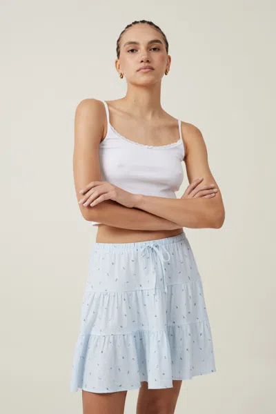Cotton On Haven Tiered Mini Skirt In Rowena Rose Breezy Blue