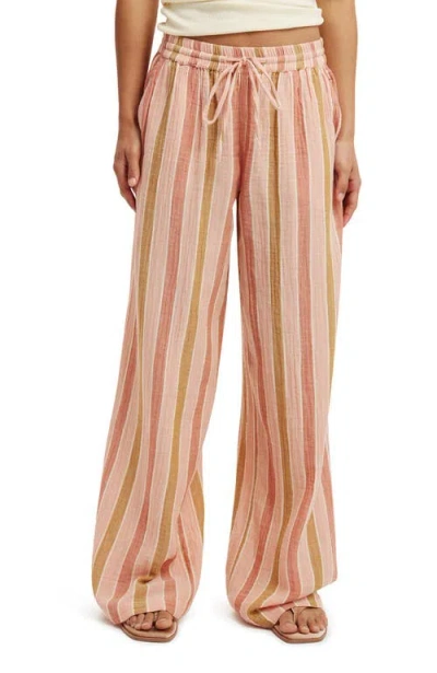 Cotton On Haven Wide Leg Pant In Multi Stripe Double Cloth