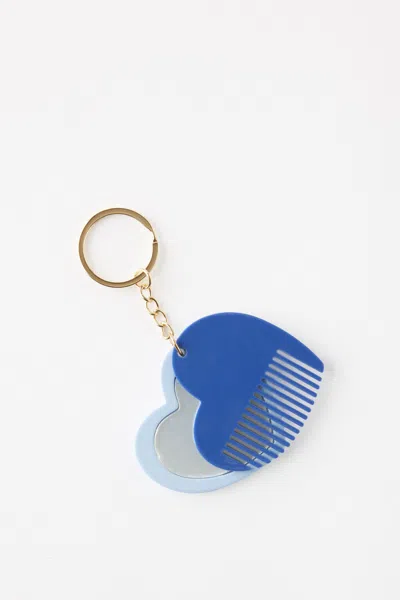 Cotton On Heart Mirror And Comb Keychain In Blue
