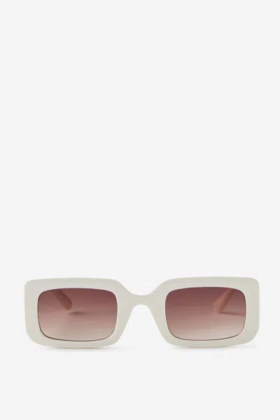 Cotton On Heidi Rectangle Sunglasses In Ecru