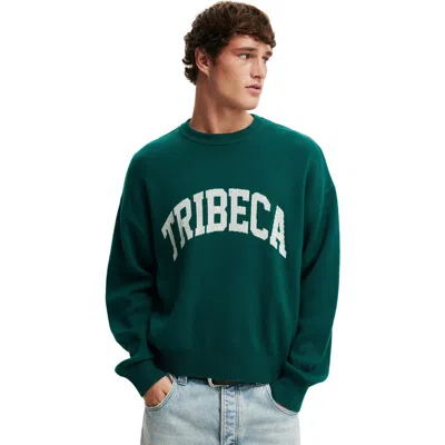 Cotton On Heritage Crew Knit In Deep Green