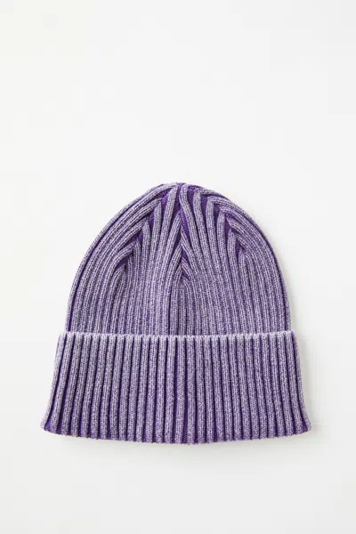 Cotton On High Fold Ribbed Beanie In Black/purple/acid Dance