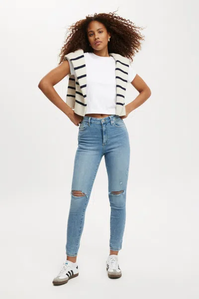 Cotton On High Rise Skinny Jean In Blue
