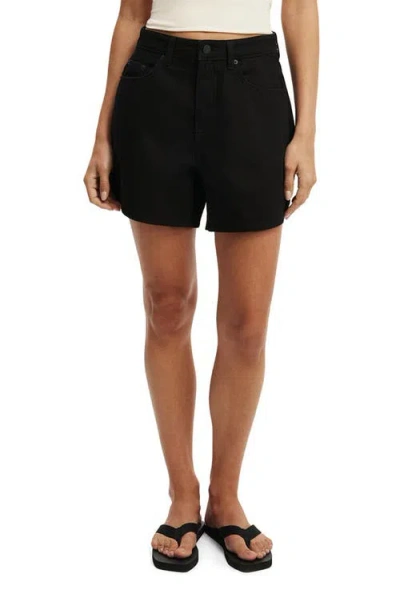 Cotton On High Waist '90s Denim Shorts In Black